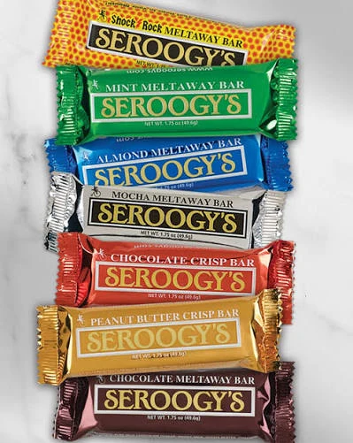 Seven Seroogy's candy bar flavors